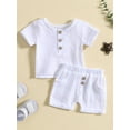 thumbnail image 2 of Bagilaanoe 2pcs Toddler Baby Boy Short Pants Set Short Sleeve T Shirt Tops + Shorts 6M 12M 18M 24M 3T Kids Casual Summer Outfits, 2 of 9