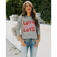 thumbnail image 4 of KimSoong Women Oversized Love Sweatshirt Funny Letter Print Long Sleeve Crew Shirt Holiday Pullover Tops, 4 of 7
