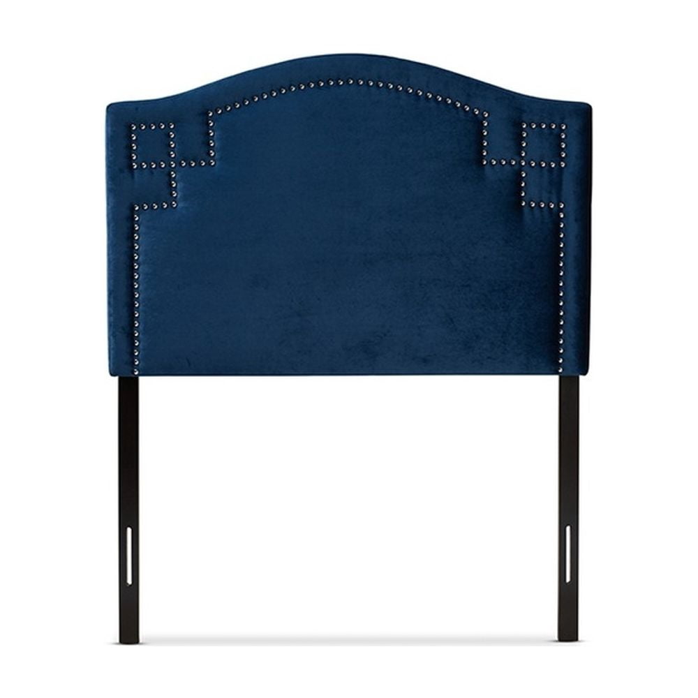 Aubrey Modern and Contemporary Royal Blue Velvet Fabric Upholstered Twin Size Headboard