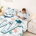 thumbnail image 3 of jejeloiu Ocean Life Monogram W Queen Sheet Sets For Kids,Underwater Octopus Letter Design Bed Set For Boy,4pcs, 3 of 6