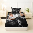 thumbnail image 4 of Homewish Wild Lightning Twin Sheets,Contemporary Aesthetic Bedding,Gray,3-Piece,1 Fitted Sheet and 1 Pillowcase, 4 of 6