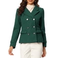 thumbnail image 1 of INSPIRE CHIC Caban à Revers Cranté à Double Boutonnage pour Femme Vert Foncé TG, 1 of 6