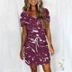thumbnail image 5 of Mini Vestido de Verano Color Sólido Cuello en V Manga Corta Vestido de Becerro Medio, Vestido Corto de Verano, 5 of 5