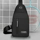 thumbnail image 4 of Mochila bandolera | Bolsa de pecho multiusos con orificio para auriculares – Nylon ligero, correa ajustable, gran capacidad, viajes y senderismo, 12,2"x6,7"x2" – Azul, Gris, Negro, 4 of 7