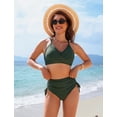 thumbnail image 4 of Conjunto de bikini Blooming Jelly para mujer, cintura alta, talla pequeña, verde, 4 of 6