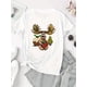thumbnail image 2 of Women's Casual Crew Neck T-Shirt with Creative Gift Reindeer Print, Polyester 95% Spandex 5% Knit Fabric, Medium Stretch, All Season Fashion Top, Christmas Tshirts, 2 of 6