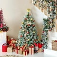 thumbnail image 3 of GAOMON 4.5ft Green Prelit Christmas Tree, Snow Flocked, Pine Cones, 450 Tips, Full Artificial Holiday Tree, Metal Stand, Home Office Winter Décor Christmas Tree, 3 of 6