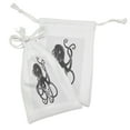 thumbnail image 2 of Octopus Fabric Pouch Set of 2, Black Danger Cartoon Octopus Characters with Curling Tentacles Swimming Underwater Art, Drawstring Bag for Toiletries Masks and Favors, 9" x 6", Black, by Ambesonne, 2 of 2