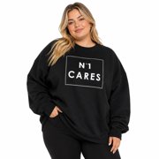 No. 1 Cares Women's Oversized Graphic Print Black Crew Sweatshirt (XL)
