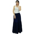 thumbnail image 5 of Bimba Boho Long Flaired Maxi Tier Skirt Elastic Waist Rayon Bohemian Skirts, 5 of 9