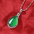 thumbnail image 4 of Guodhu Jade Teardrop Necklace Pendant for Women | Silver Plated Inlaid Zircon| Jewelry for Her, 4 of 9