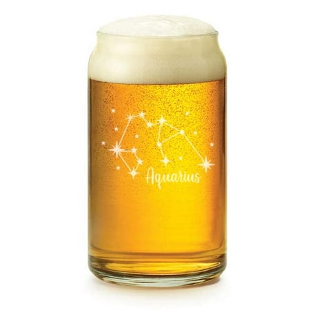 

16 oz Beer Can Glass Star Zodiac Horoscope Constellation (Aquarius)