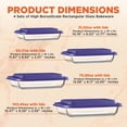 thumbnail image 2 of SereneLife Rectangular Glass Bakeware Set - 4 Sets of High Borosilicate with PE Lid, Blue, 2 of 7