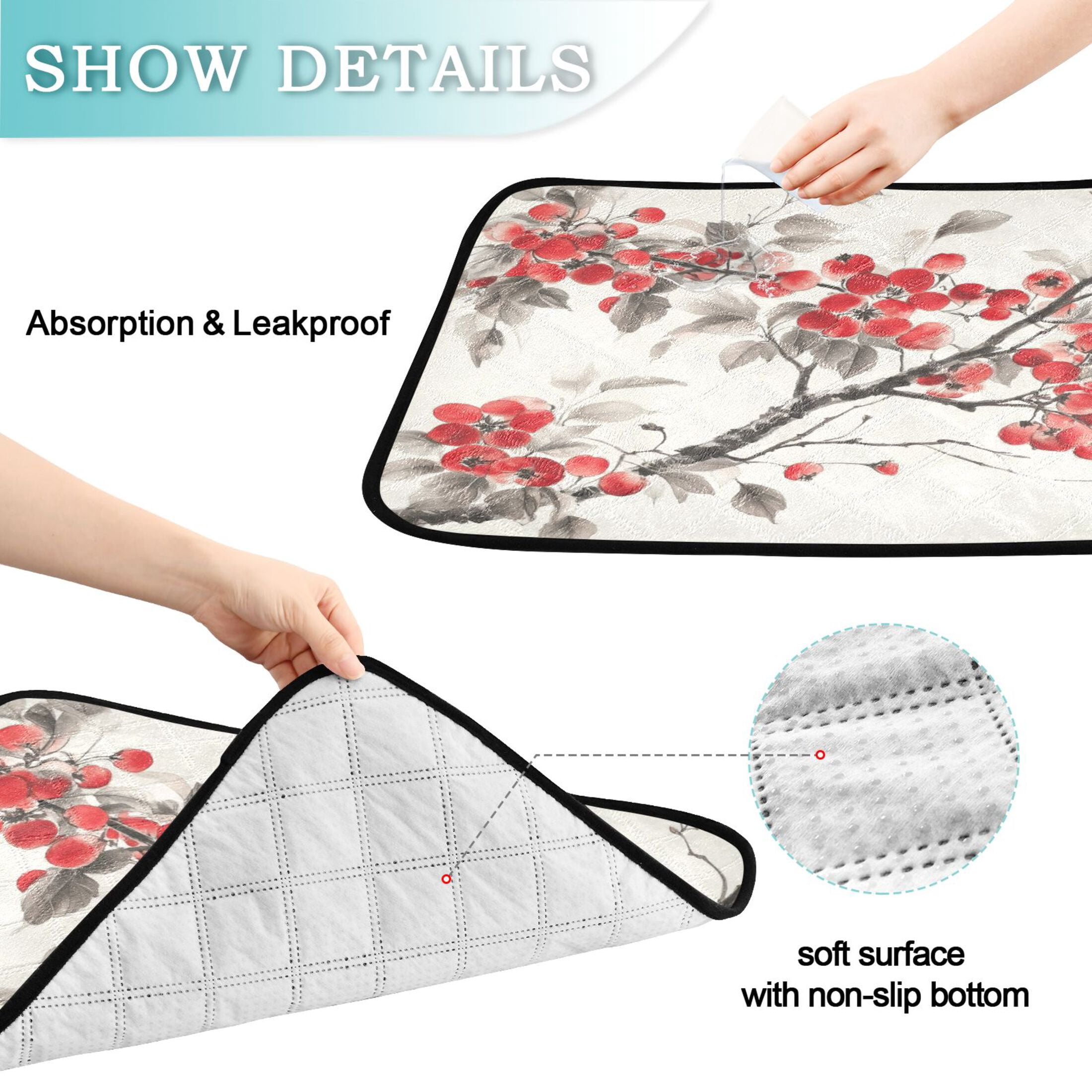 Qxltty Malus Spectabilis Cat litter Pads Pet Set of 2 Diaper Mats Center Anti-leakage Layer Absorbent Soft and Comfortable