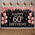 thumbnail image 6 of Pink Balloons 60th Birthday Banner Gold Glitter Happy Birthday Display Design Ribbon Decor 60th Celebration Backdrop for 60th Birthday Party Indoor Party Decoration Photo Backdrop, 6 of 9