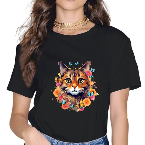 cute Kitty cat playing butterflies for lover cats kitten T-Shirt