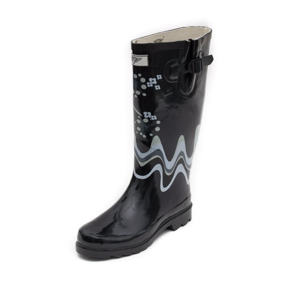 Women Rubber Rain Boots with Cotton Lining, Fireworks Design
