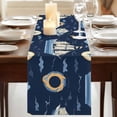 thumbnail image 3 of Navy Blue Boat Coastal 36 Inch Table Runner, Summer Sea Beach Ocean Nautical Farmhouse Dresser Scarf Cotton & Linen Tablerunner for Dining/Kitchen Island/Holiday Party Décor Small 13" x 36", 3 of 9