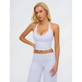 thumbnail image 5 of IBTOM CASTLE Womens Workout Sets 2 Piece Spaghetti Straps Crop Top Straight Leg Yoga Pants Yoga Pilates Outfits White, 5 of 7