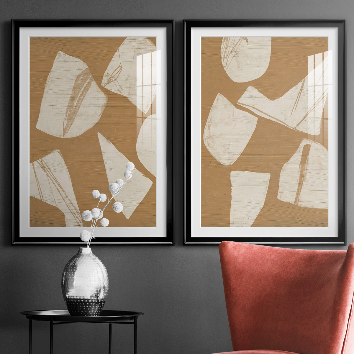 Wexford Home Piecemeal I Premium Framed Print, 18.5" x 24.5" - Ready to Hang, Black (Set of 2)