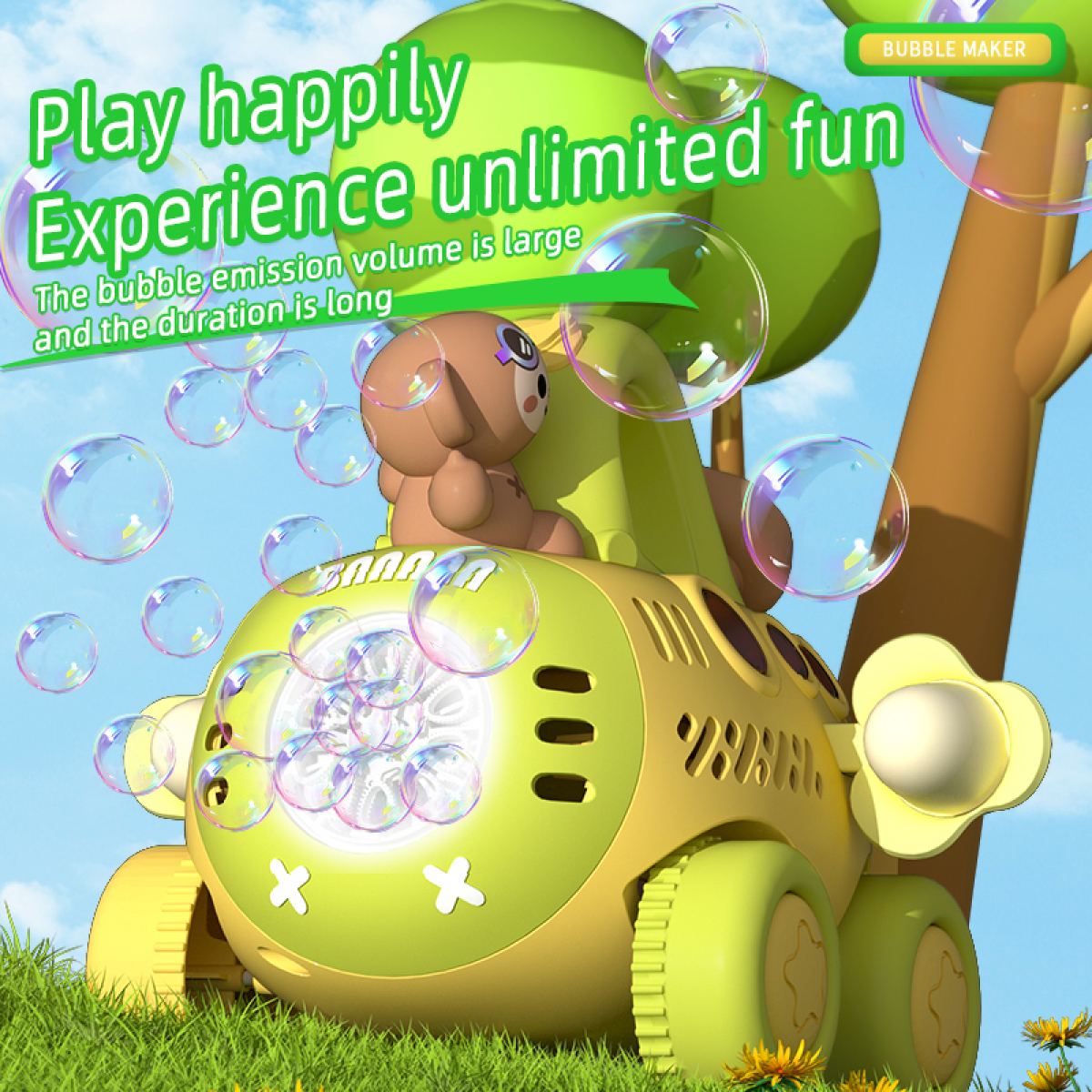 Automatic Bubble Lawn Mower Toys for Kids, Electric Bubbles Machine with Lights, Bubble Maker Blowers for Christmas Birthday Gifts