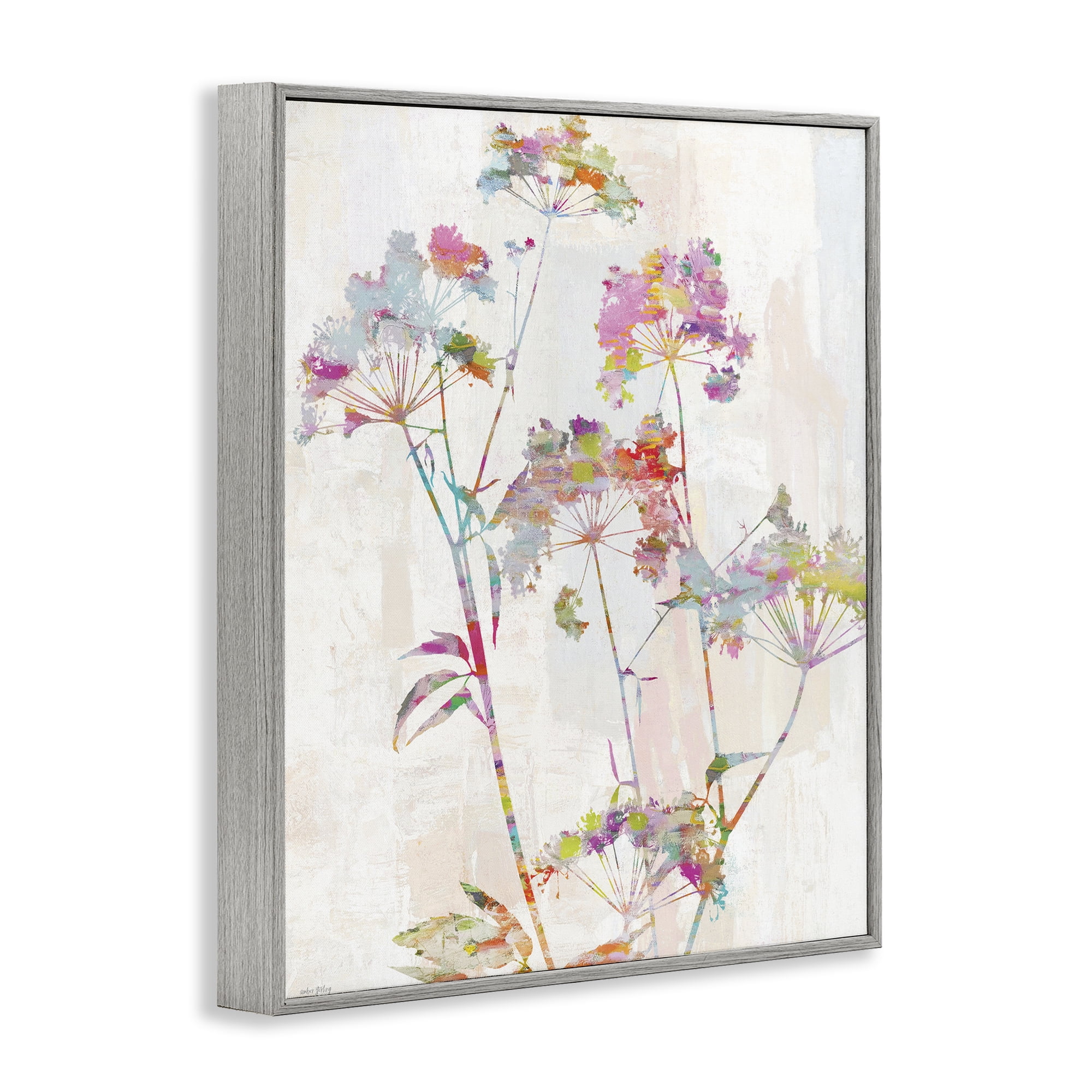 Kaleidoscopic Delicate Herbs Gray Framed Giclee Art, design by Amber Sterling