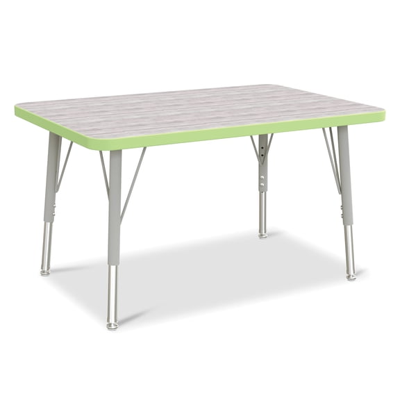 Rectangle Activity Table - 24" X 36", E-height - Driftwood Gray/Key Lime/Gray