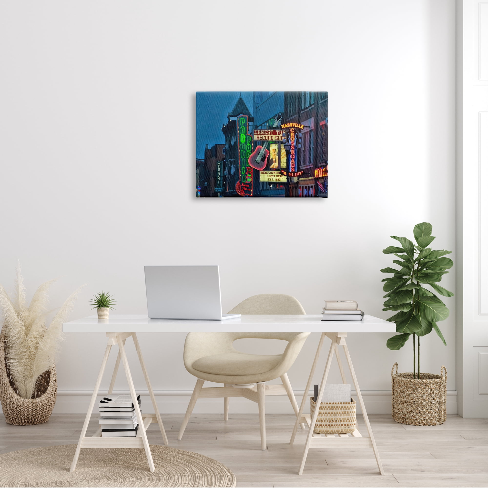 Stupell Industries Nashville Music Night Scene Southern Urban Architecture Paintings Gallery-Wrapped Canvas Print Wall Art, 30x24, by Daniel Sproul