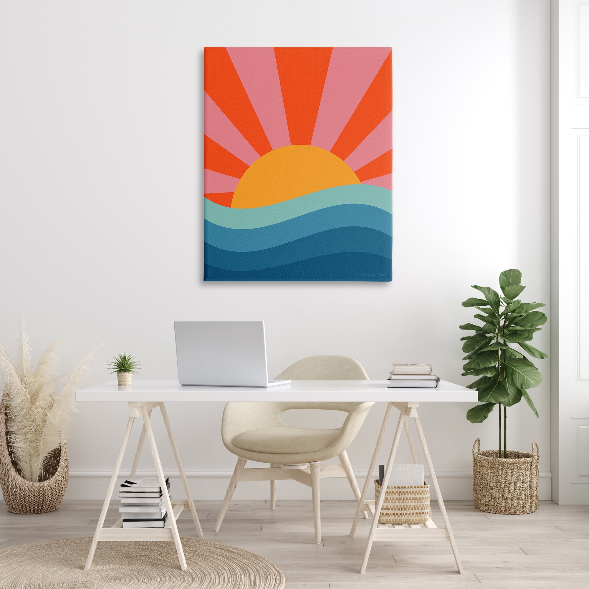 Stupell Industries Sun Rays on Sea Landscape Painting Gallery Wrapped Canvas Art Print Wall Art, 36 x 48