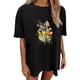 thumbnail image 1 of Gibobby Playera de Manga Corta con Cuello Redondo Camiseta manga corta suelta con estampado estilo acuarela Color sólido informal para mujer(Negro,M), 1 of 4