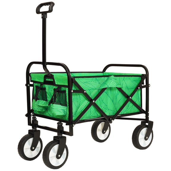 Olurrisa Wagon Cart Foldable, Collapsible Wagon with 250 LBS and Storage, Outdoor Foldable Grocery Cart for Garden, Camping & Shopping