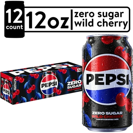 Pepsi Cola Zero Sugar Wild Cherry Soda Pop, 12 fl...
