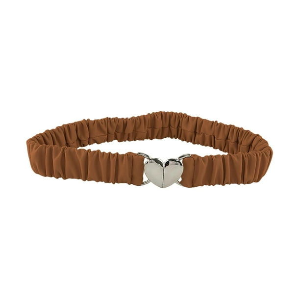 Cinturón elástico de piel sintética para mujer, elegante y decorativo Camello