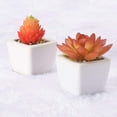 thumbnail image 3 of Fake Succulents Plants Artificial Potted Faux Plant in Mini Square White Pots for Home Office Bathroom Desk Shelf Decor Set of 4(Green), 3 of 5
