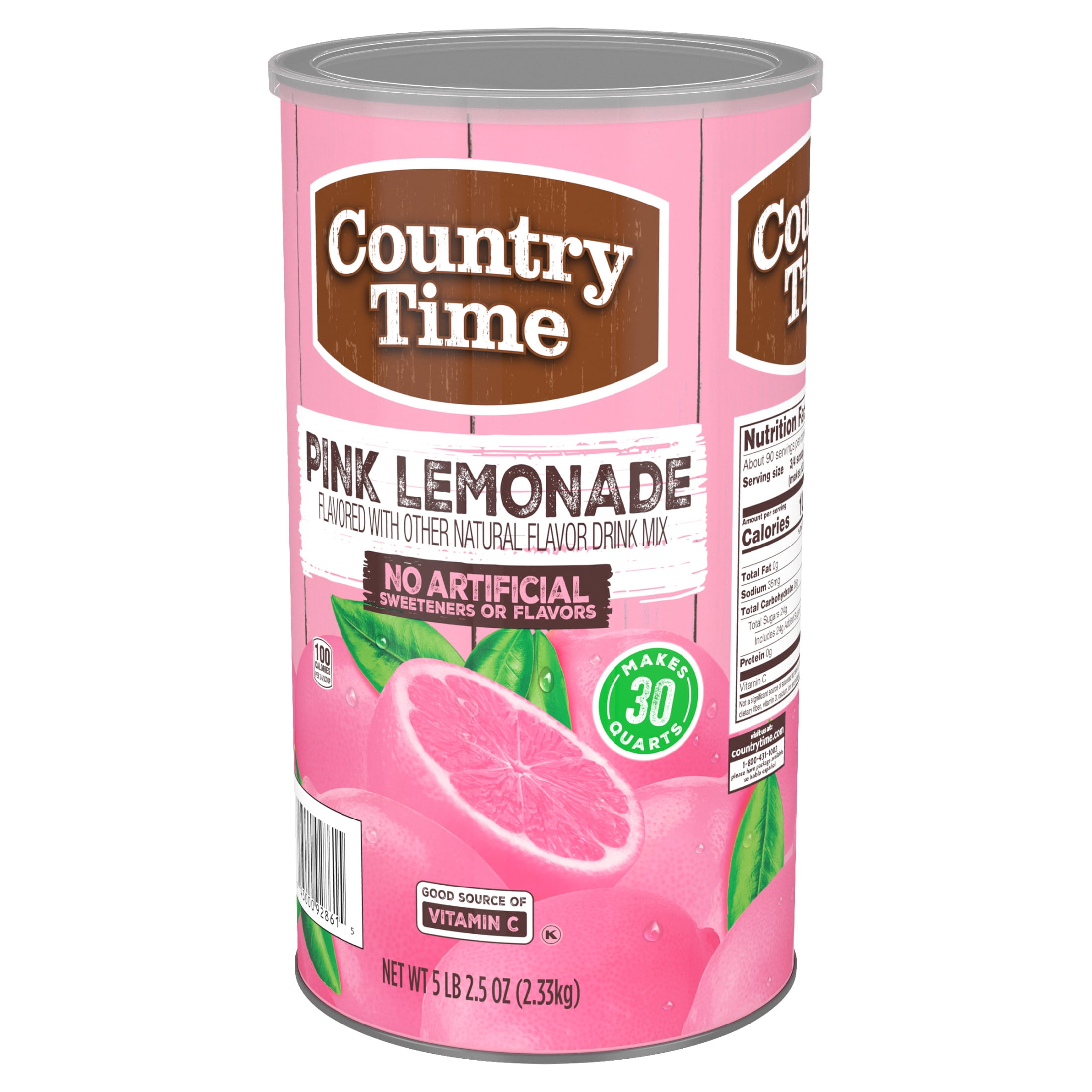 Country Time Pink Lemonade Powdered Drink Mix, 1 Canister, for Shareable Refreshment, Naturally Flavored with Other Natural Flavor, No Artificial Sweeteners or Flavors, 82.5 oz