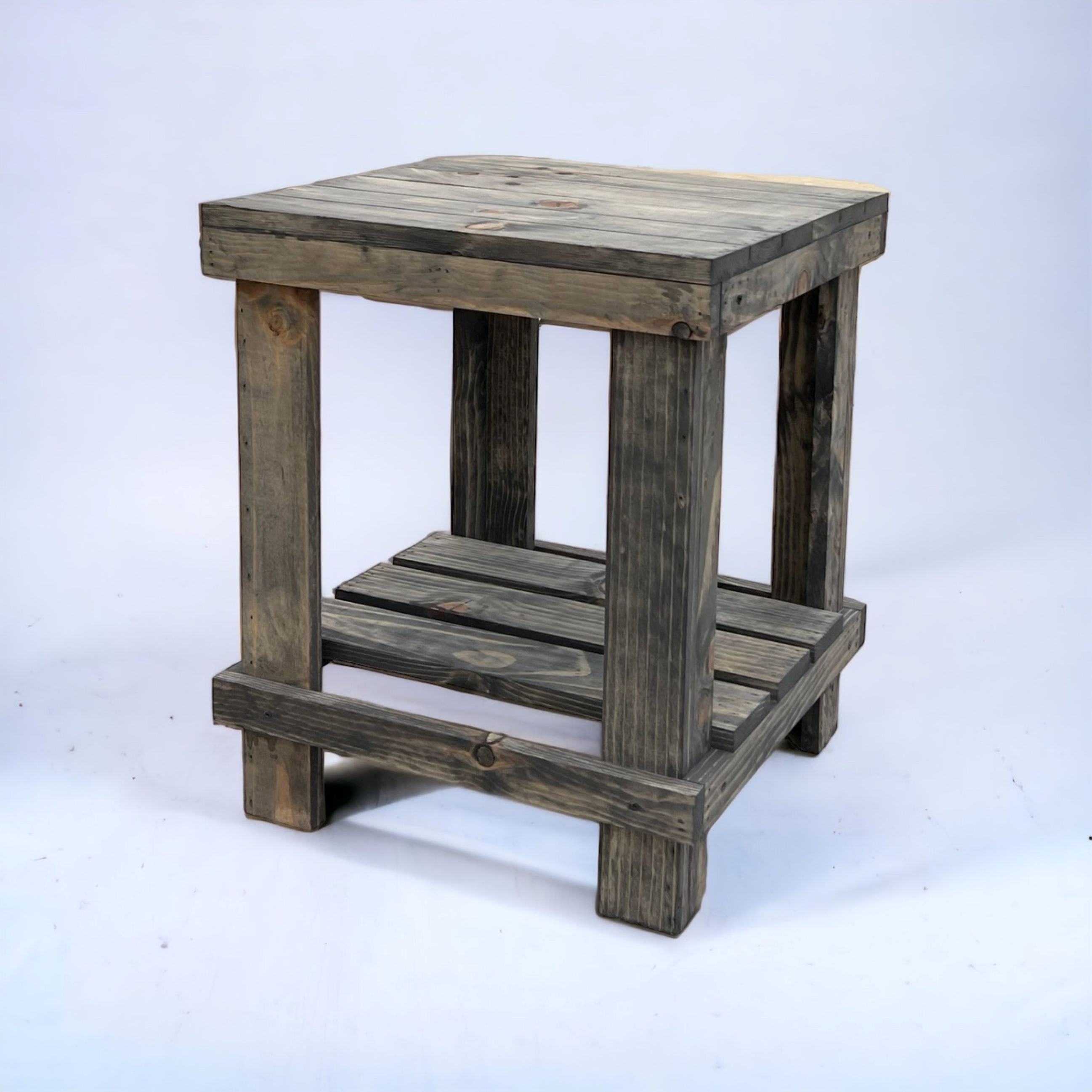 Woven Paths Pine Wood Farmhouse Living Room End Table with Storage Shelf Light Brown Walmart