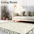 thumbnail image 2 of ODIKA 2'x3' Machine Washable Non-Slip Area Rug, Artisan Chainlink Interlock Inspired by Vintage Scrollwork High Traffic Rug with Pad, Ivory, 660409, 2 of 8