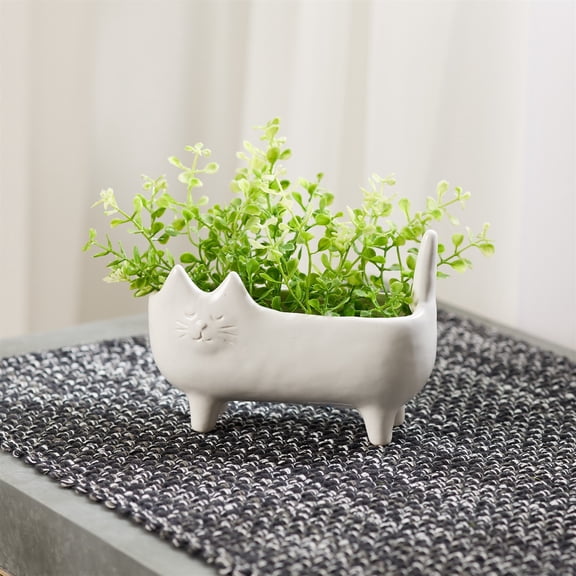 Melrose Solid Ceramic Cat Planters - 6.25" - Set of 2