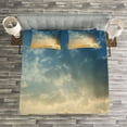 thumbnail image 3 of Ambesonne Blue Quilted Bedspread Set 3 Pcs, Sky Sun Rays Dusk, Queen Size, Slate Blue Sepia, 3 of 3