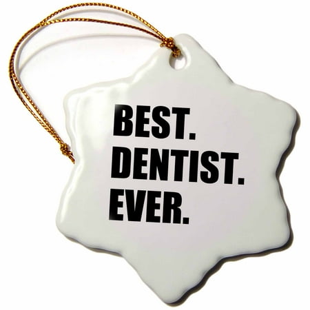 3dRose Best Dentist Ever - fun job pride gifts for dentistry career work, Snowflake Ornament, Porcelain,