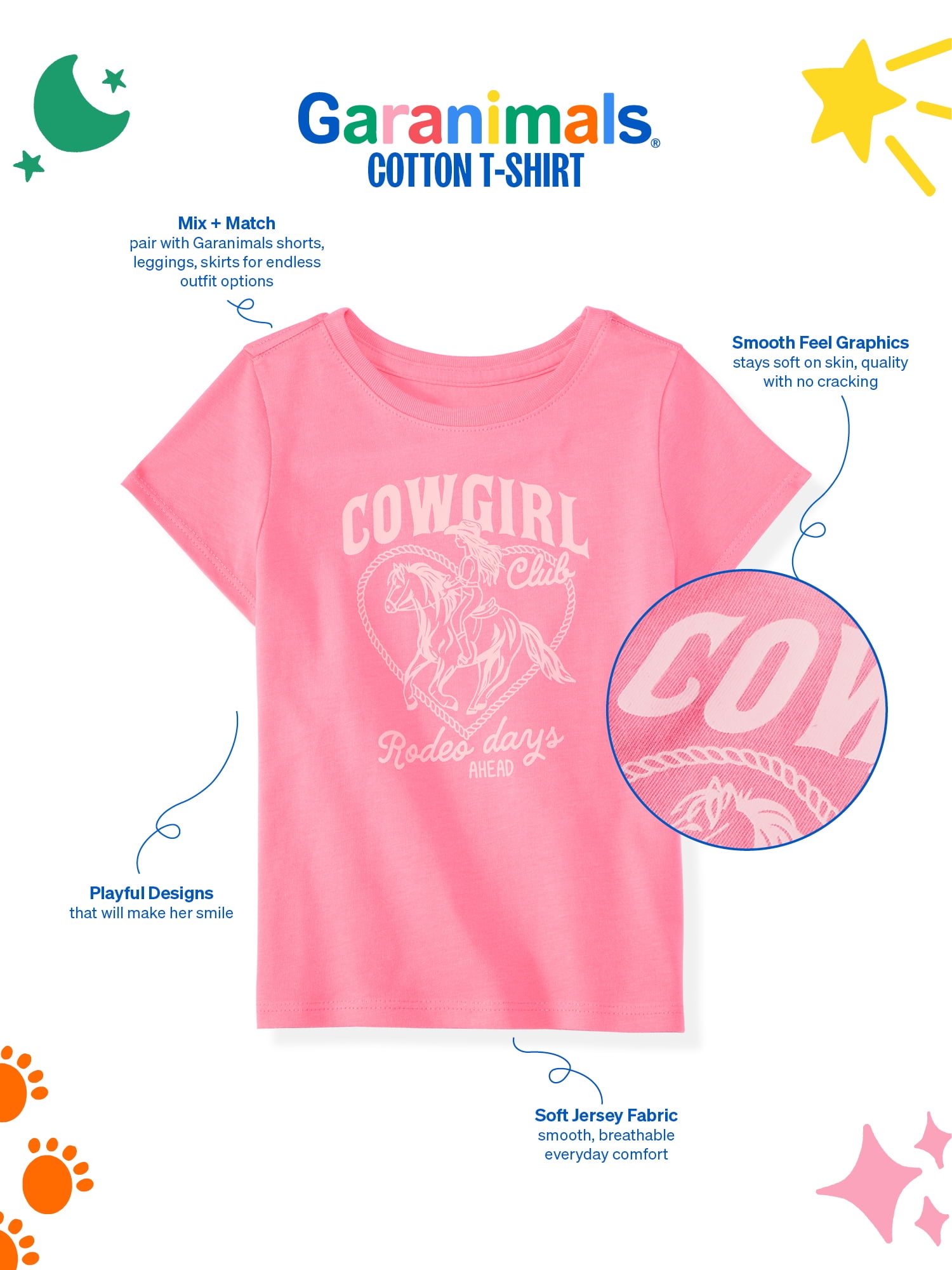 Garanimals Newborn, Baby & Toddler Girl Cotton Short-Sleeve Graphic T-Shirt, Sizes 0-6T
