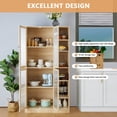 thumbnail image 3 of 71" Tall Kitchen Pantry Cabinet, Storage Cabinet with 4 Glass Doors and Adjustable Shelves, Freestanding Utility Sideboard Buffet Cabinet for Kitchen Dining Room Living Room, Natural, 3 of 9