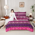 thumbnail image 4 of Feelyou Pink Triangle Aztec Queen Comforter Set, Boho Rustic Farmhouse Bedding Sets, Mandala Western Fashion Reversible Bedding Comforter Set, Luxury Bedroom Decor, 3pcs, 4 of 8