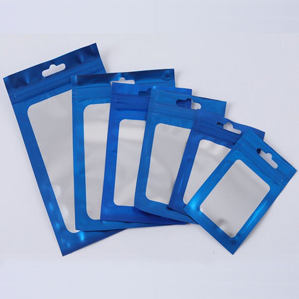 Bolsa de almacenamiento Ziplock plana translúcida de 100 Uds. Bolsa de plástico con cierre de cremallera de papel de aluminio frontal transparente bolsas de almacenamiento bolsas de embalaje