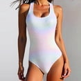 thumbnail image 2 of DHFJKG Swimsuit Women One Piece Swimwear Metallic Scale Printed Scoop Neck High Cut Backless Bathing Suit Summer Pool Party Versatile Beachwear, 2 of 7
