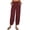 Wine, variant on Sakmal Wide Leg Capri Pants Women Elastic Waist Cotton Linen Pants Solid with Pockets Spring Capris for Women L