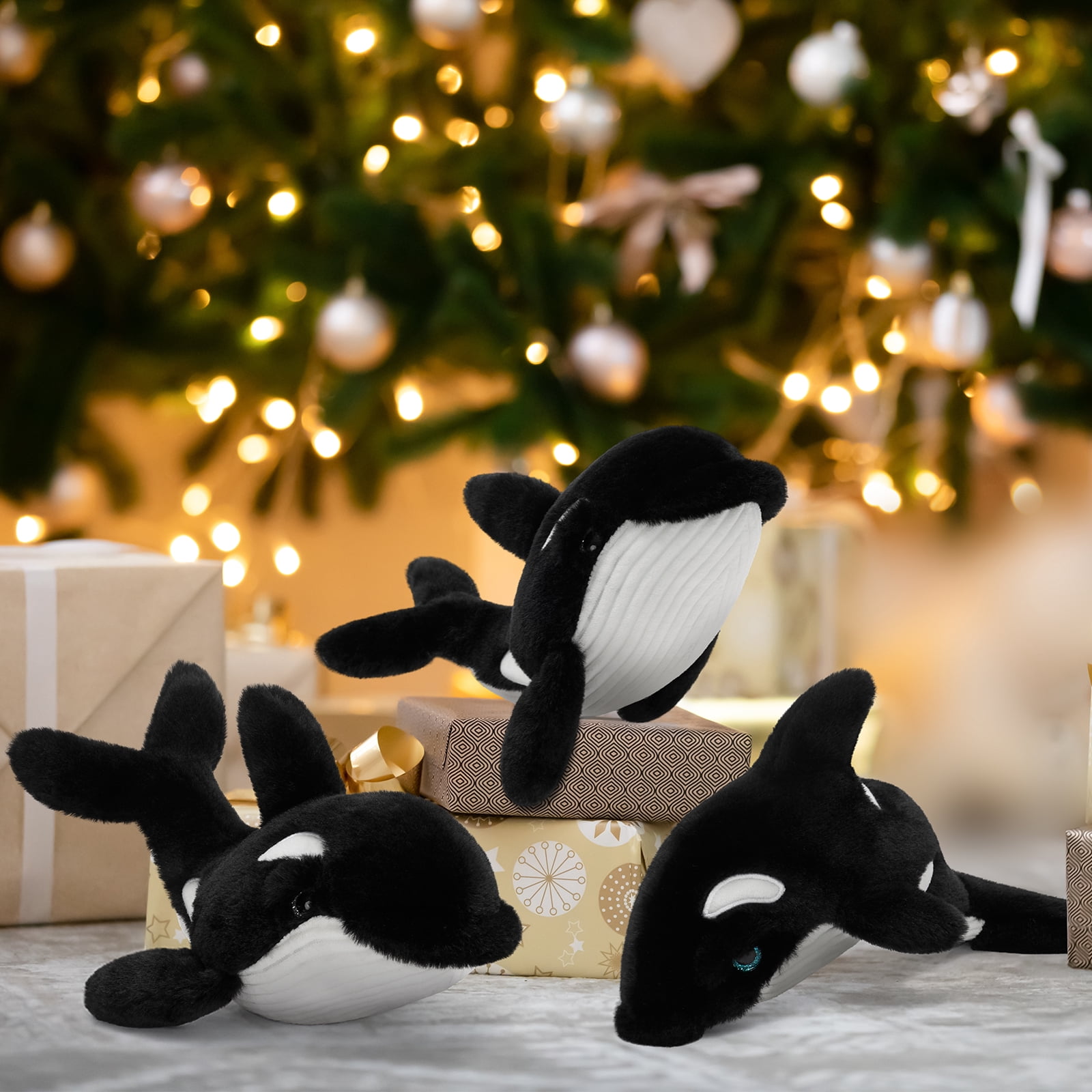 MorisMos Orca Stuffed Animal Bulk Glow in The Dark, 6 Pcs Killer Whale Plush Toy