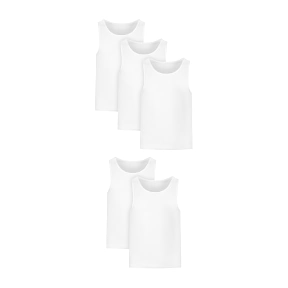 Hanes Infants/Toddlers Tank Tops, 5-Pack, Moisture-Wicking Toddler Cotton Undershirts, Boys' White Tanks Pack