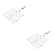 Hemoton 2pcs Grill Basket for Outdoor Grill, Stainless Steel Kabob Grilling Basket for Grilling Vegetables Meat Steak or Chicken, Outdoor Barbecue Grill Basket