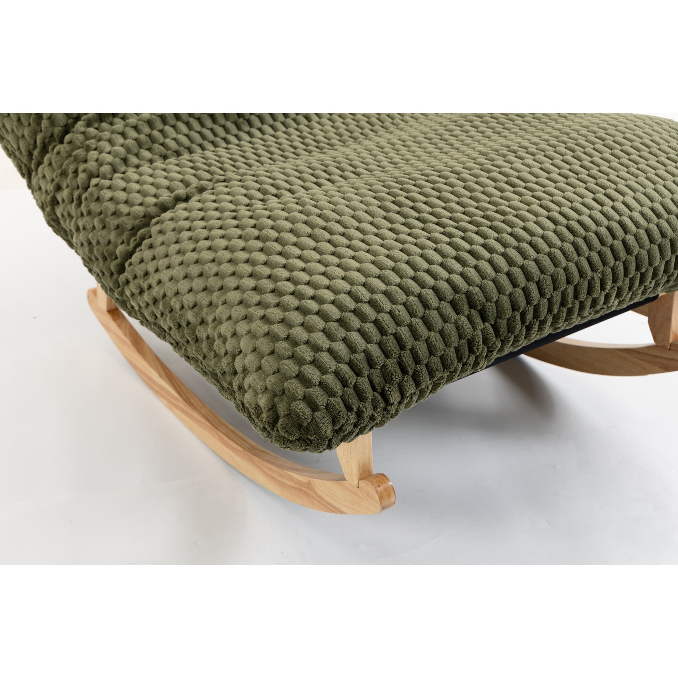 GDF Studio Alaric Corduroy Bean Bag Rocking Chair with Solid Wood Frame, Lazy Sofa for Living Room, Bedroom, Green
